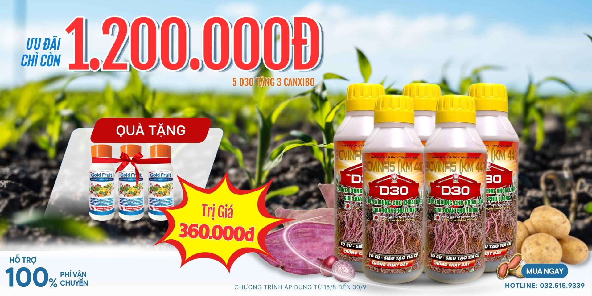 phân bón tạo củ d30 khuyến mãi tháng 8